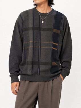 Vintage Merino Wool Plaid Sweater LARGE